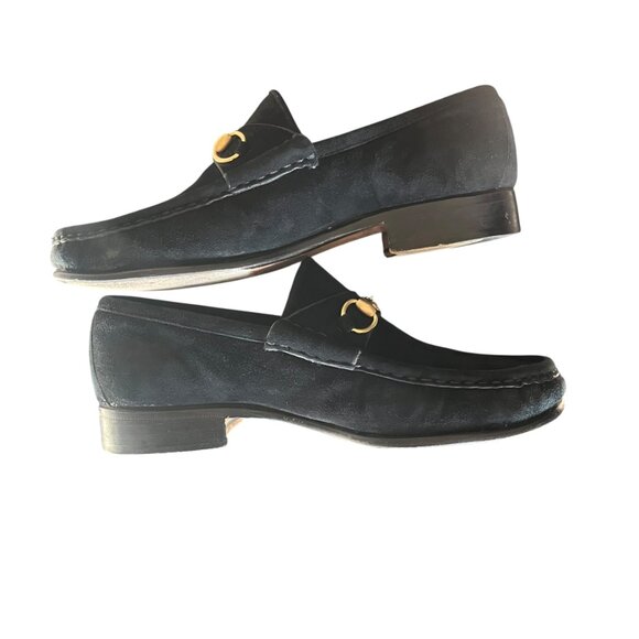 Vintage Gucci Black Suede Horsebit Loafers - Size 6.5 - Picture 6 of 16